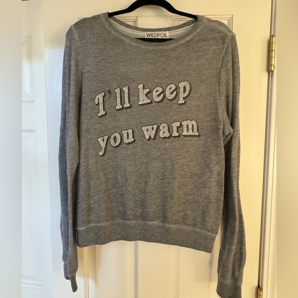 Wildfox Gray Crew Neck Sweater Cozy Knit